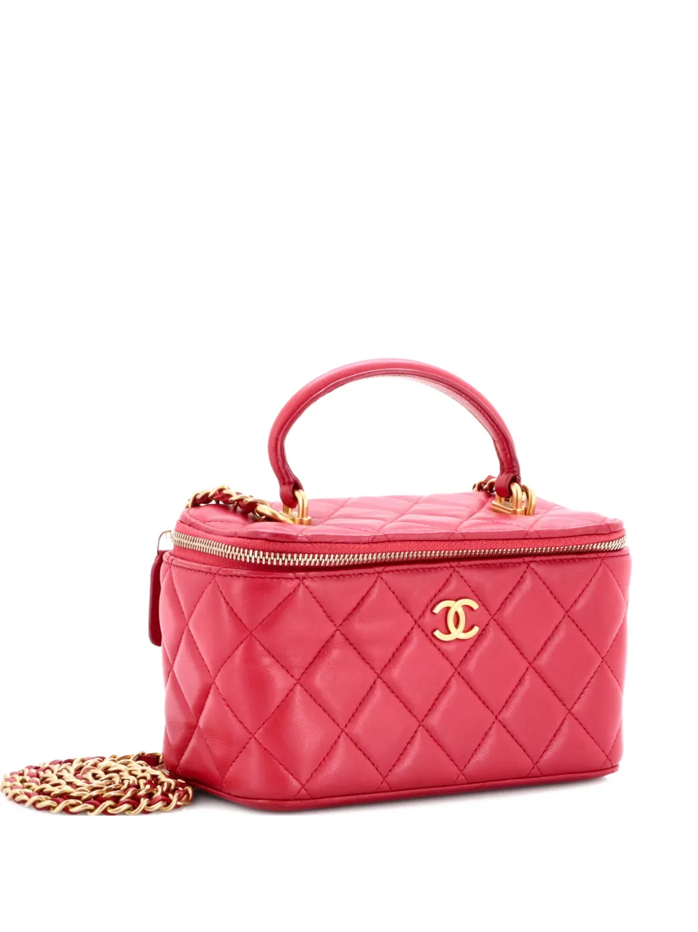 CHANEL Pre-Owned Classic Top Handle Vanity Case with Chain Quilted Lambskin Small crossbody bag - Rosa