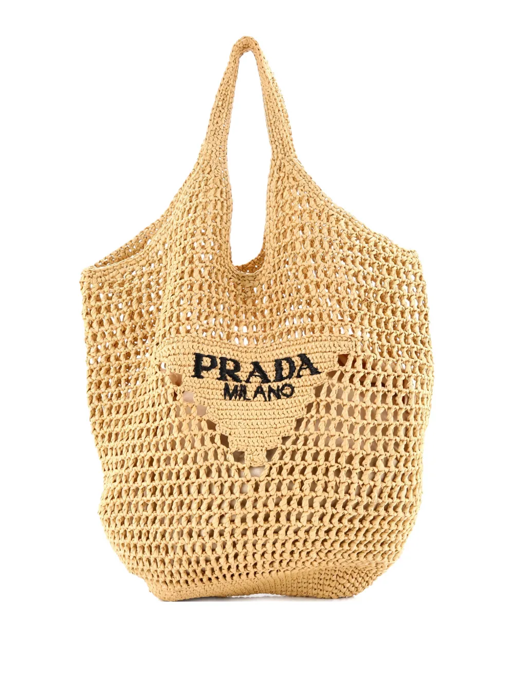 Prada Pre-Owned Triangle Logo Tote Raffia Small bucket bag - Toni neutri