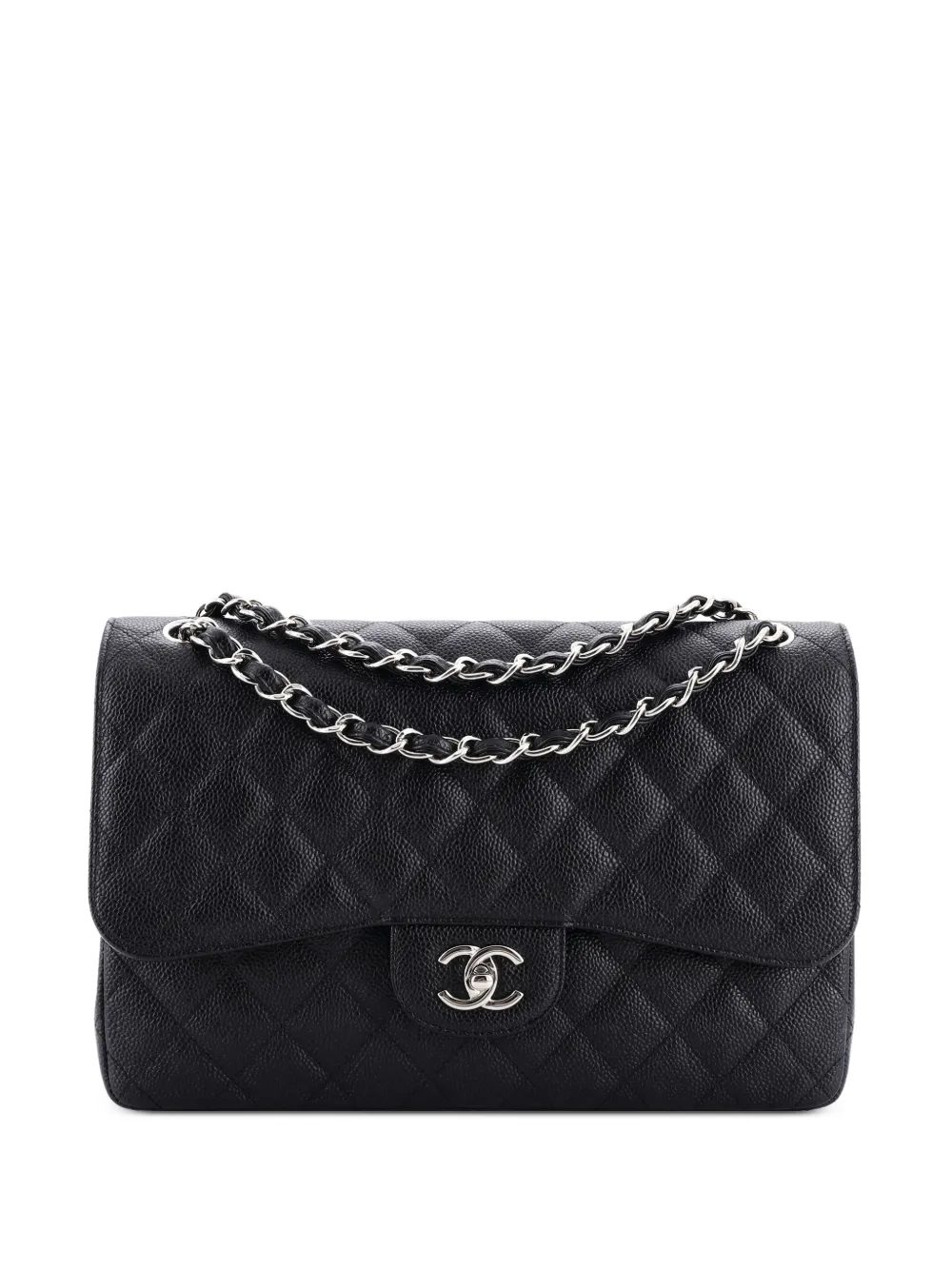 CHANEL Pre-Owned Classic Double Flap Bag Quilted Caviar Jumbo shoulder bag - Nero