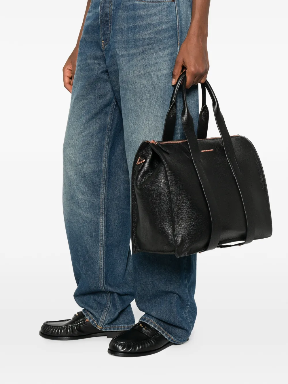 Alexander Smith top handle leather tote bag - Zwart