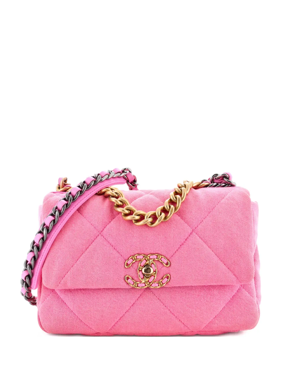 CHANEL Pre-Owned 19 Flap Bag Quilted Denim Medium shoulder bag - Rosa