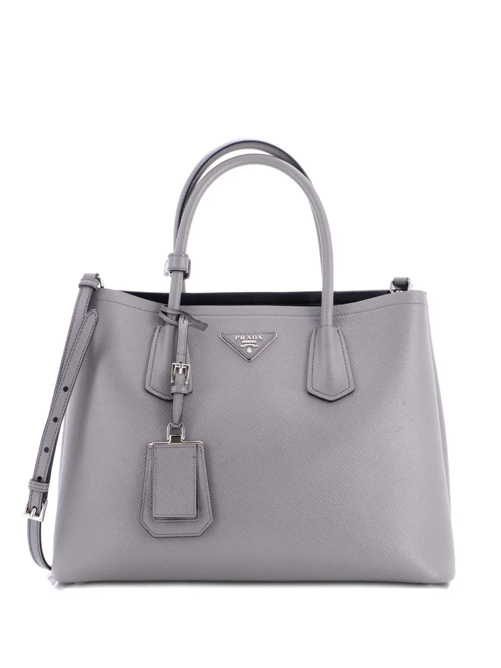 Prada Pre-Owned Borsa tote Cuir Double media in pelle Saffiano - Grigio