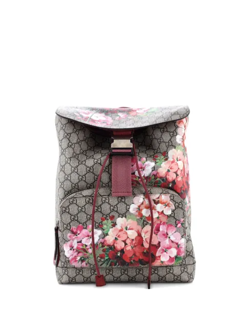 Gucci Pre-Owned Buckle Blooms Print GG Coated Canvas Medium backpack