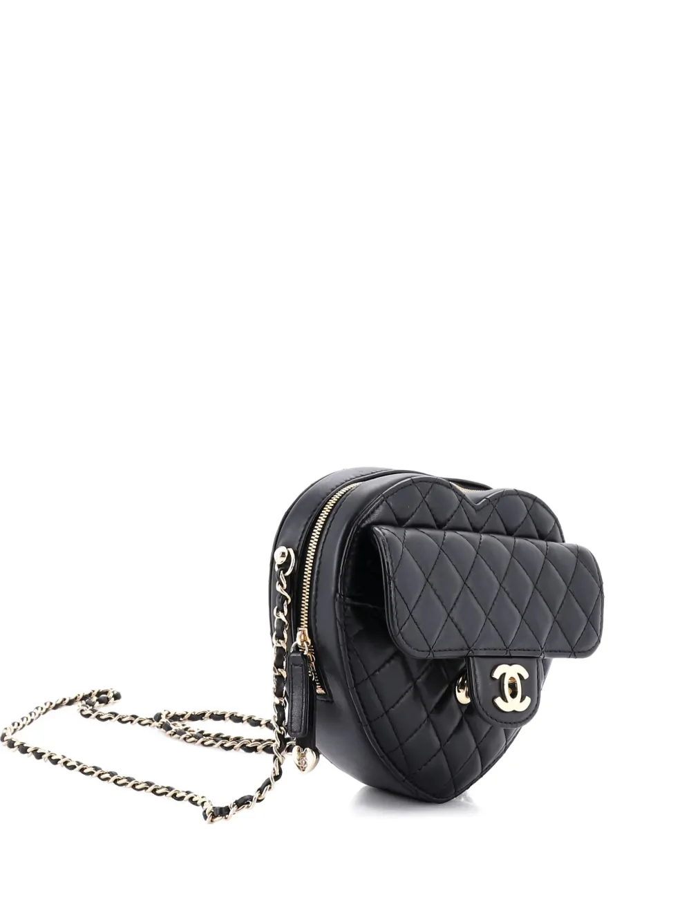CHANEL Pre-Owned Borsa a tracolla CC in Love Heart in pelle di agnello trapuntata - Nero