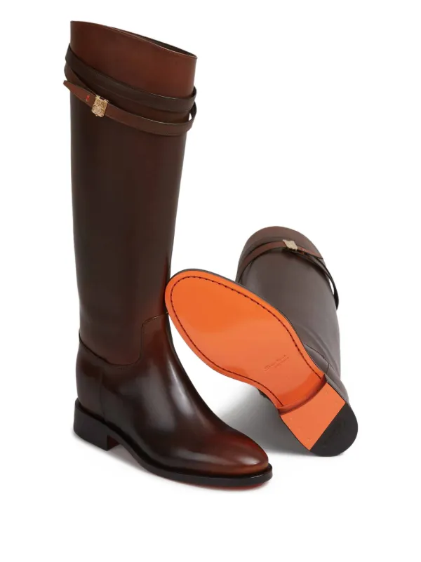 Santoni Gold Buckle Brown Boots Women main image 2