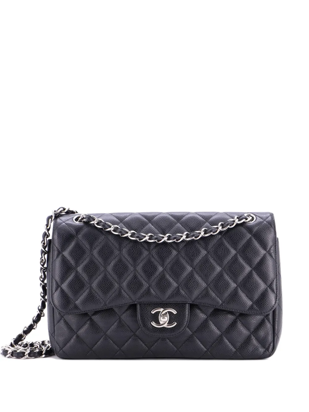 CHANEL Pre-Owned Classic Double Flap Bag Quilted Caviar Jumbo shoulder bag - Nero