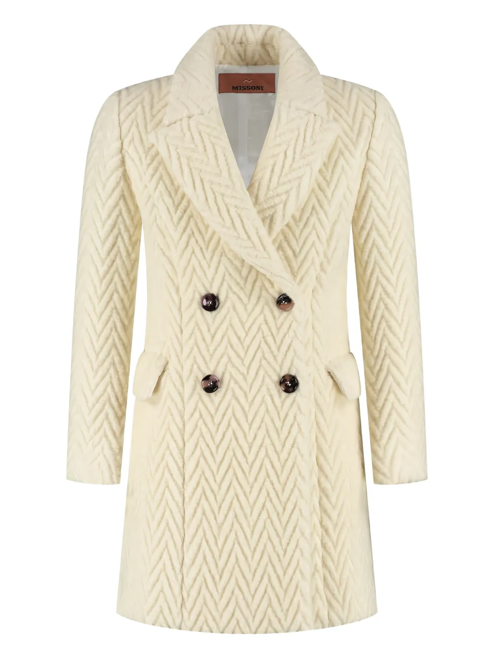 Missoni Kids herringbone double-breasted coat - Nude