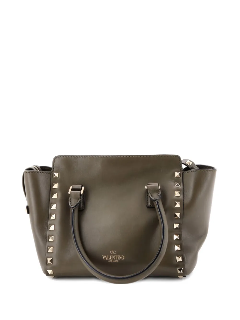 Valentino Garavani Pre-Owned Rockstud Rigid Leather Small tote bag - Marrone