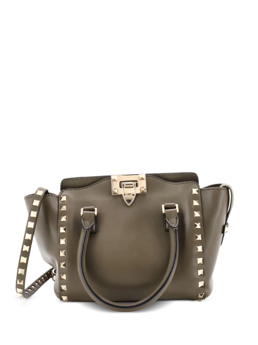Valentino Garavani Pre-Owned Rockstud Rigid Leather Small tote bag - Marrone