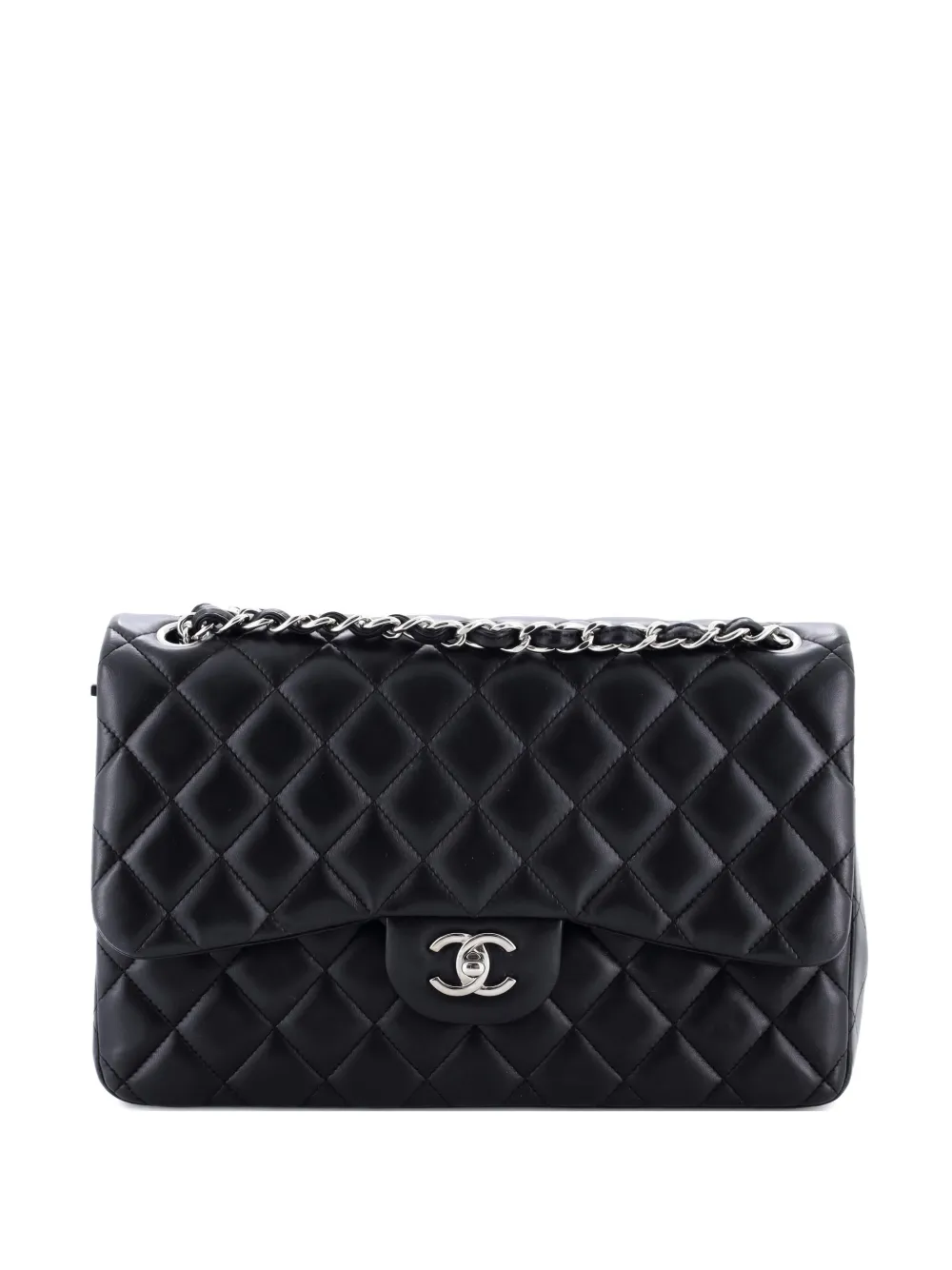 CHANEL Pre-Owned Classic Double Flap Bag Quilted Lambskin Jumbo shoulder bag - Nero