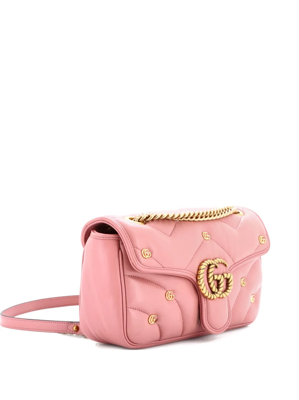 Gucci Pre-Owned GG Marmont Flap Bag GG Studded Matelasse Leather Small shoulder bag - Rosa