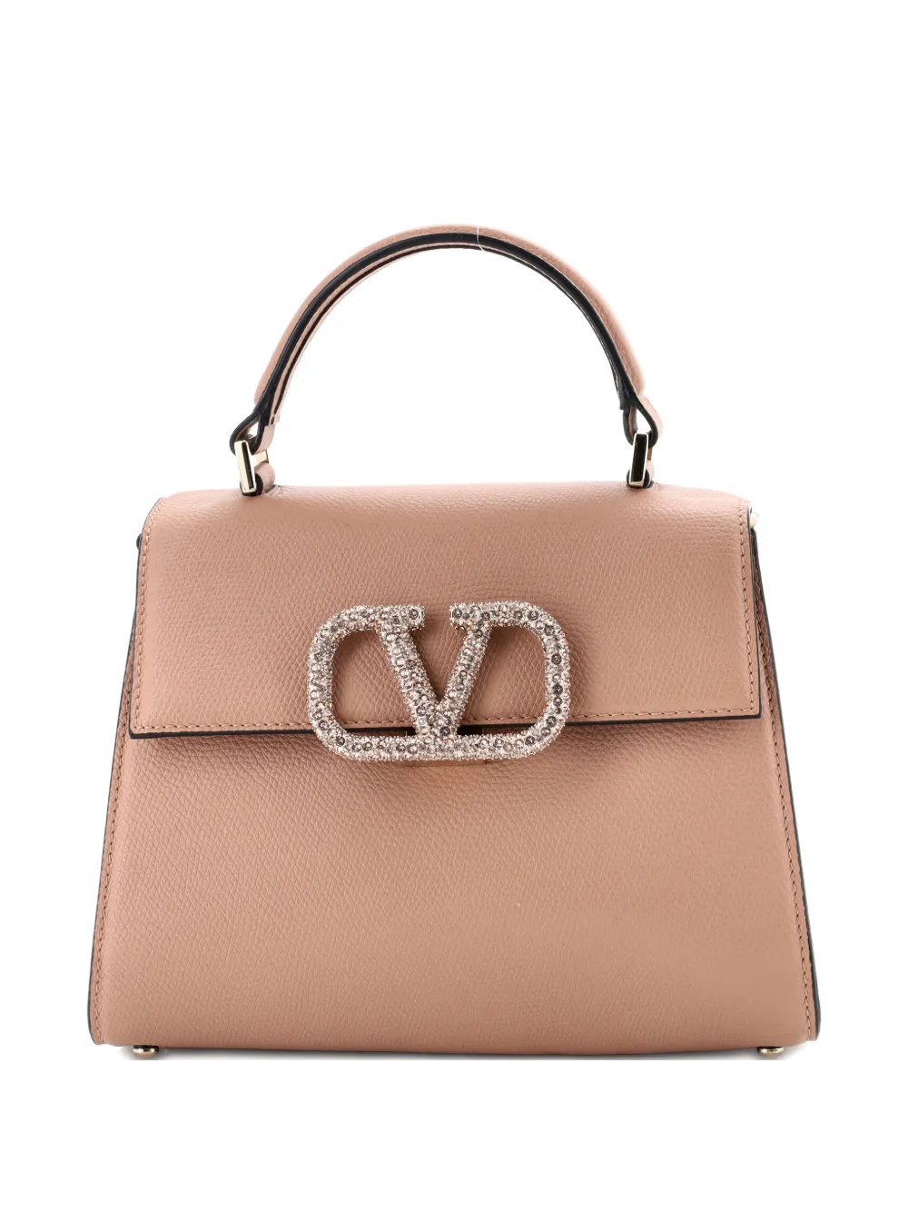 Valentino Garavani Pre-Owned VSling Top Handle Bag Leather with Crystal Detail Small shoulder bag - Toni neutri