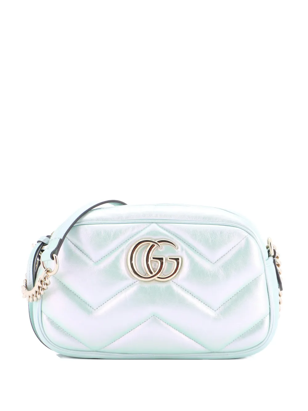 Gucci Pre-Owned GG Marmont Chevron Iridescent Leather Small shoulder bag - Verde