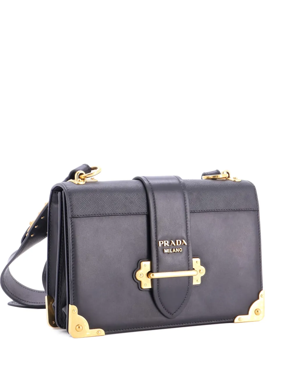 Prada Pre-Owned Cahier Leather and Saffiano Leather Large crossbody bag - Nero