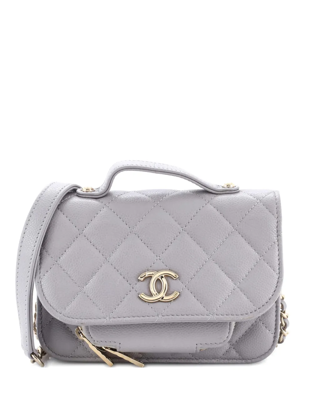 CHANEL Pre-Owned Business Affinity Flap Clutch with Chain Quilted Caviar crossbody bag - Grigio