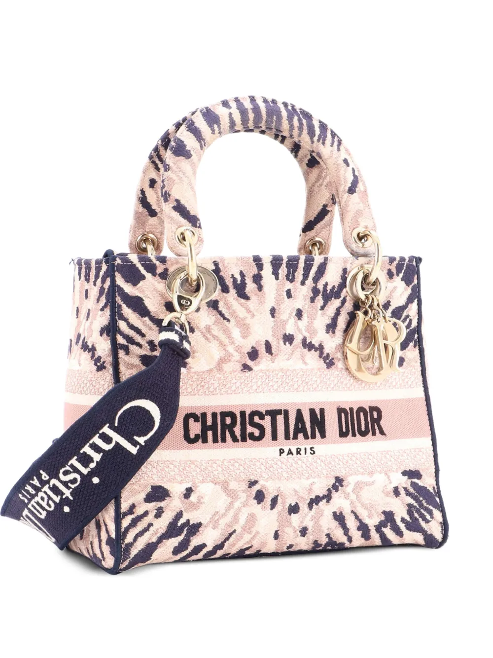 Christian Dior Pre-Owned Borsa a tracolla Lady D-Lite media in tela con ricamo - Multicolore