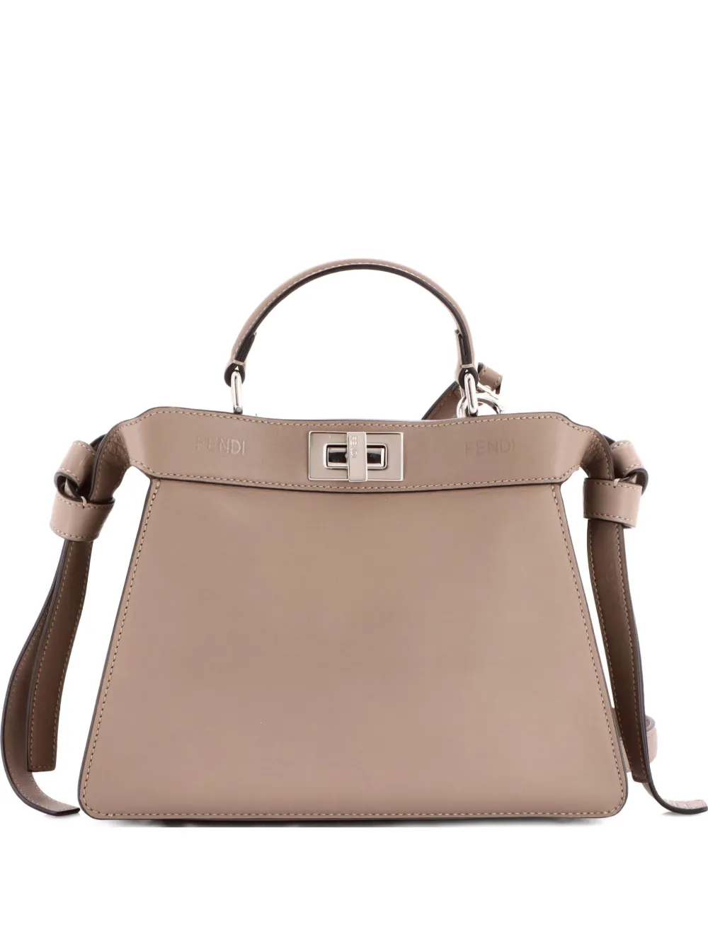 Fendi Pre-Owned Logo Side Knot Peekaboo ISeeU Bag Leather Small satchel - Grigio