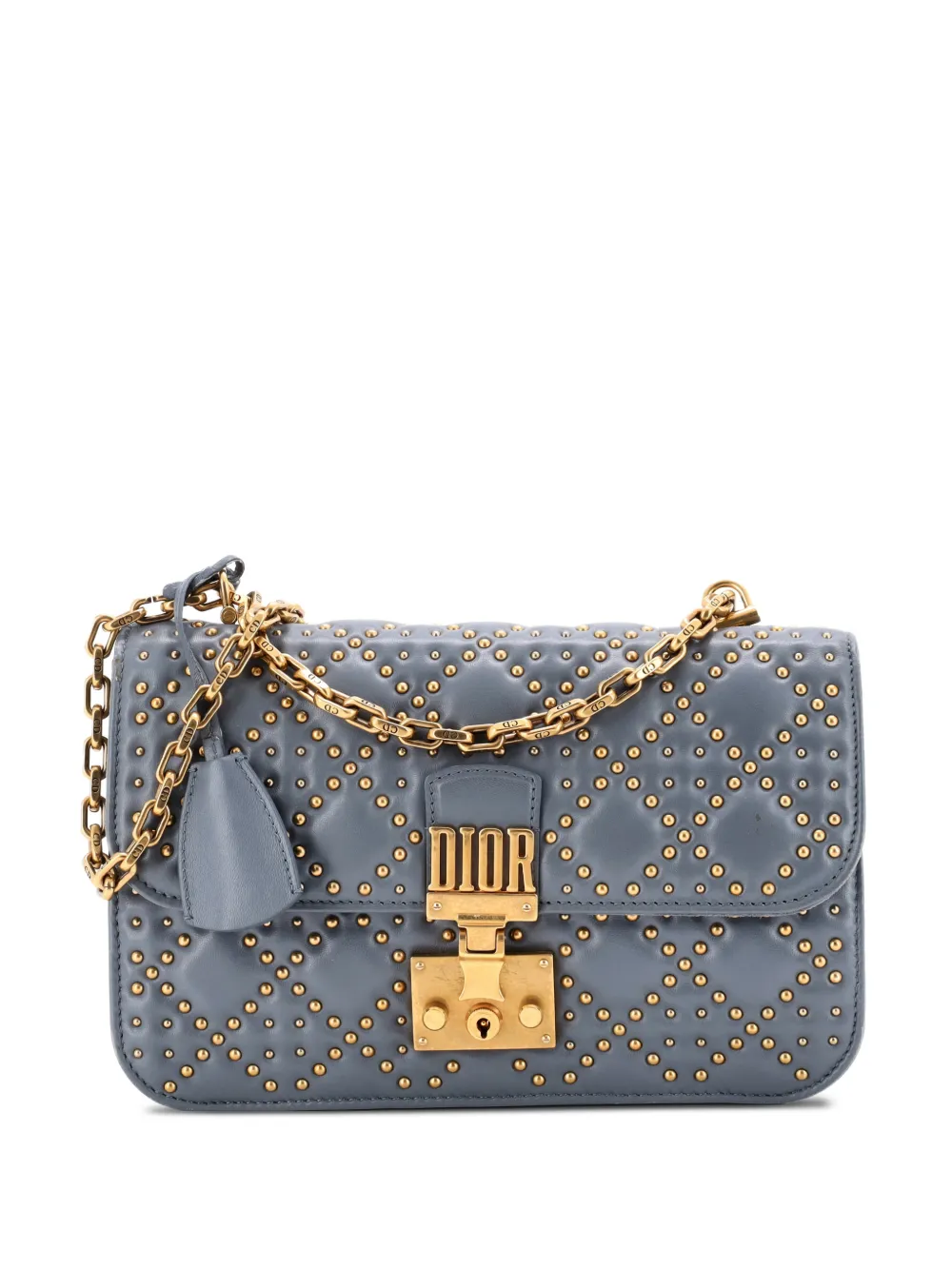 Christian Dior Pre-Owned Dioraddict Flap Bag Cannage Studded Lambskin Medium shoulder bag - Blu