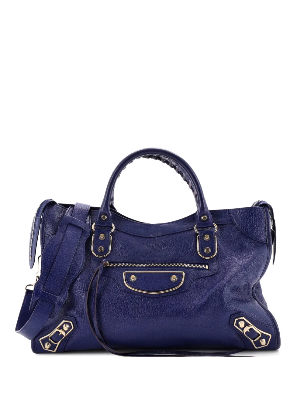 Balenciaga Pre-Owned City Classic Metallic Edge Bag Leather Medium satchel - Blu