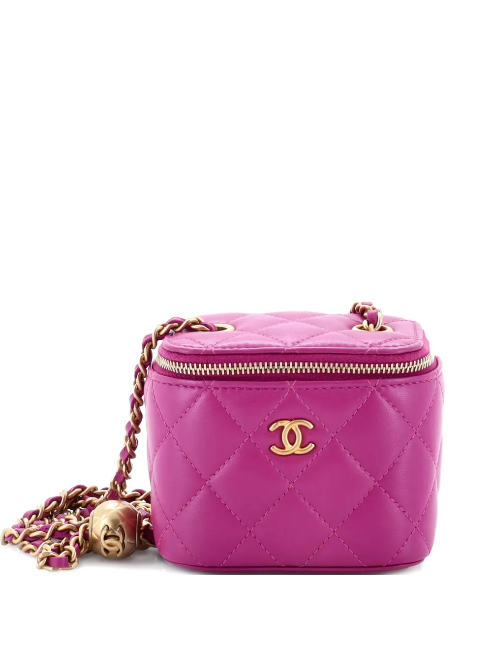 CHANEL Pre-Owned Pearl Crush Vanity Case with Chain Quilted Lambskin Mini clutch bag - Viola