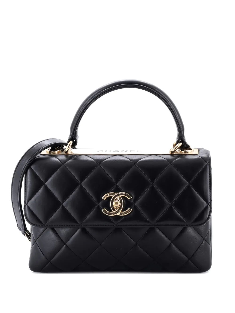 CHANEL Pre-Owned Trendy CC Top Handle Bag Quilted Lambskin Small shoulder bag - Schwarz