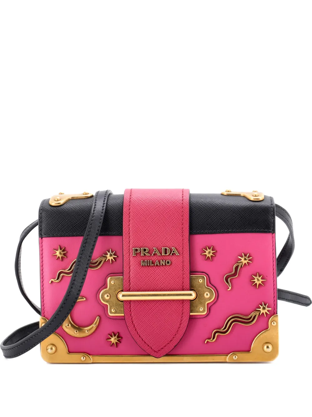 Prada Pre-Owned Cahier Embellished Leather Small crossbody bag - Nero