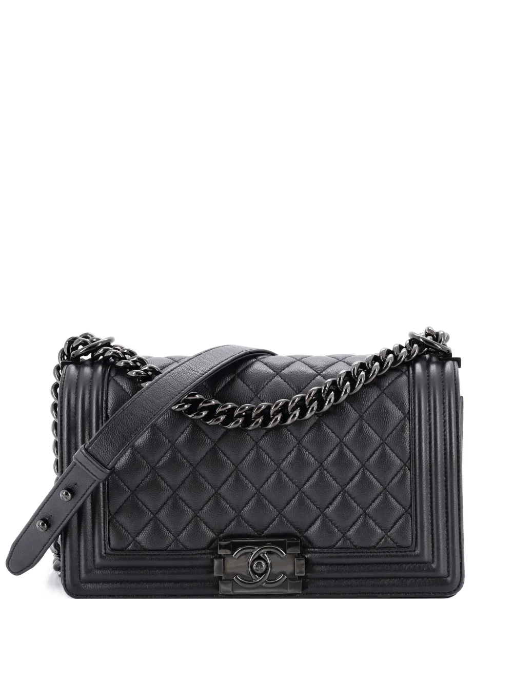 CHANEL Pre-Owned Borsa a spalla So Black Boy media in pelle di vitello Caviar trapuntata - Nero