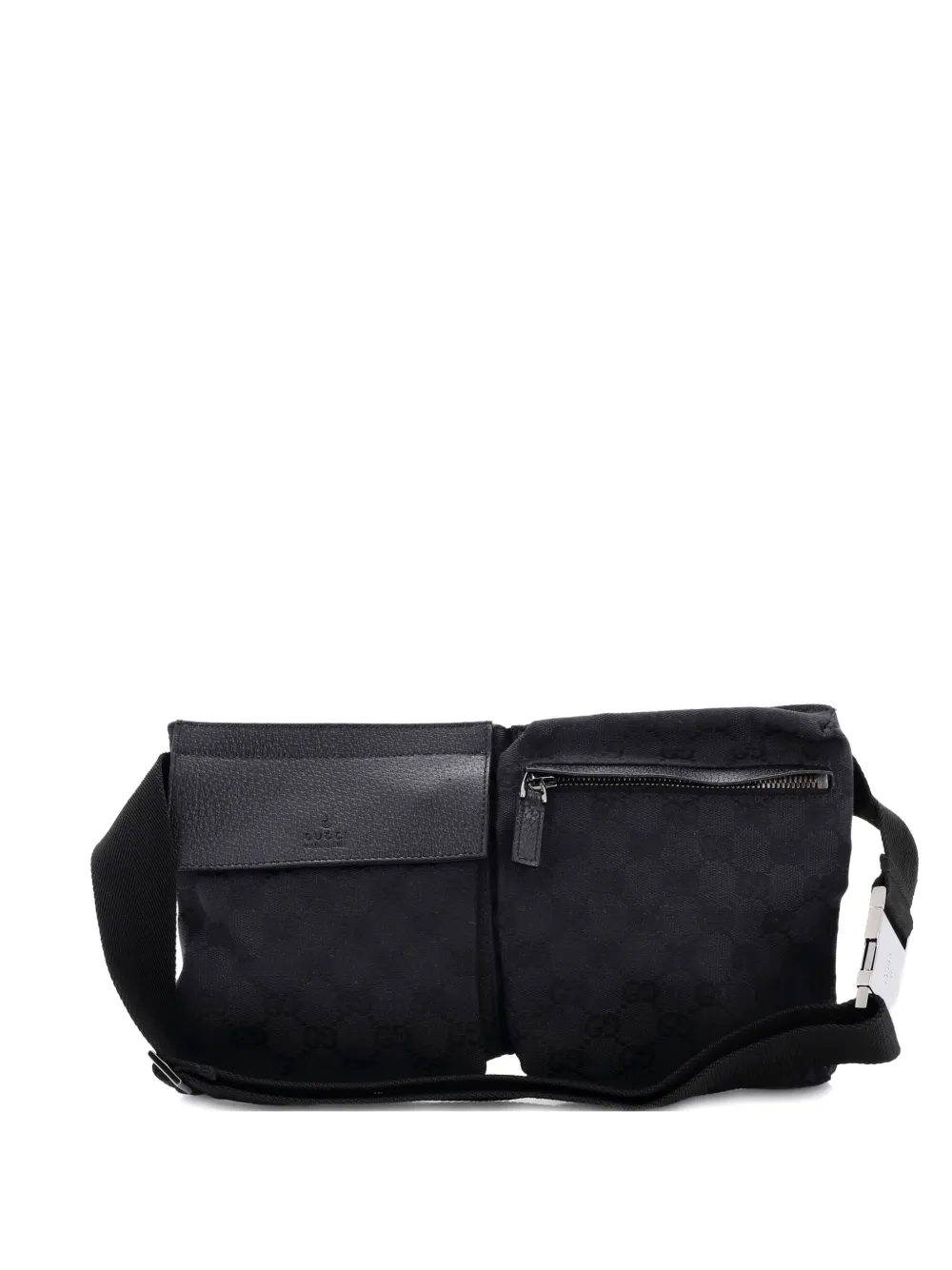 Gucci Pre-Owned Marsupio in pelle e tela GG Vintage - Nero