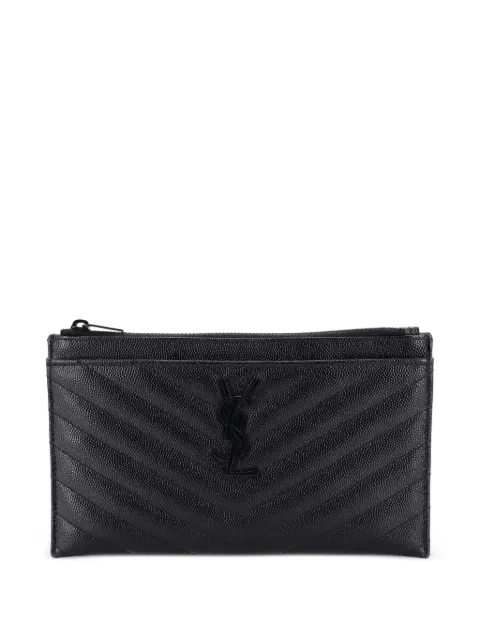 Saint Laurent Pre-Owned Classic Monogram Zip Bill Matelasse Chevron Leather Medium pouch
