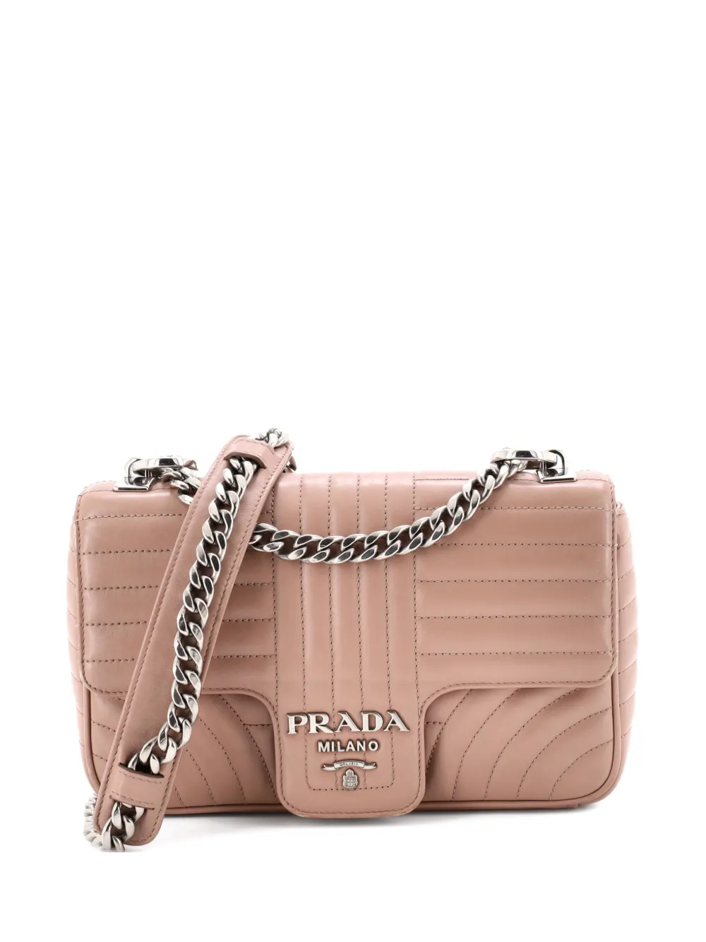 Prada Pre-Owned Chain Flap Shoulder Bag Diagramme Quilted Leather Medium crossbody bag - Toni neutri