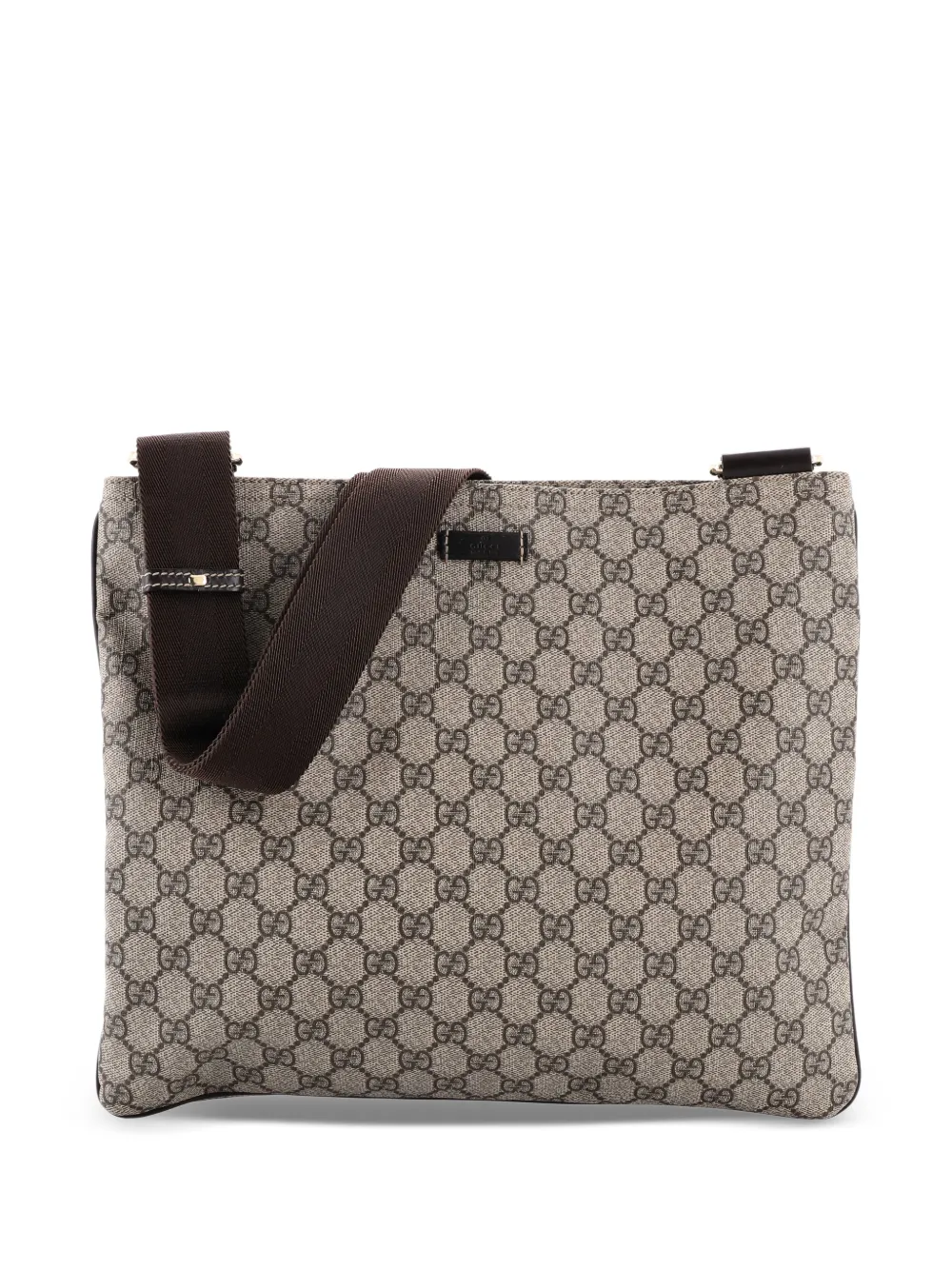 Gucci Pre-Owned Zip Top Messenger Bag GG Coated Canvas Large crossbody bag - Marrone