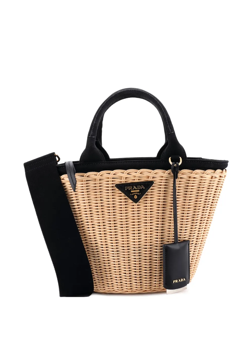 Prada Pre-Owned Convertible Basket Bag Wicker with Canvas Small bucket bag - Toni neutri