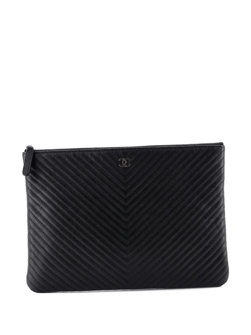 CHANEL Pre-Owned O Case Chevron Caviar Medium clutch bag | negro | Image 1