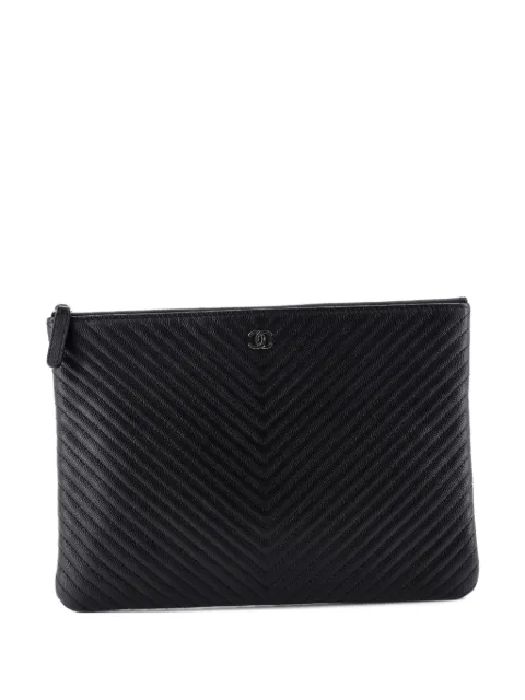CHANEL Pre-Owned O Case Chevron Caviar Medium clutch bag