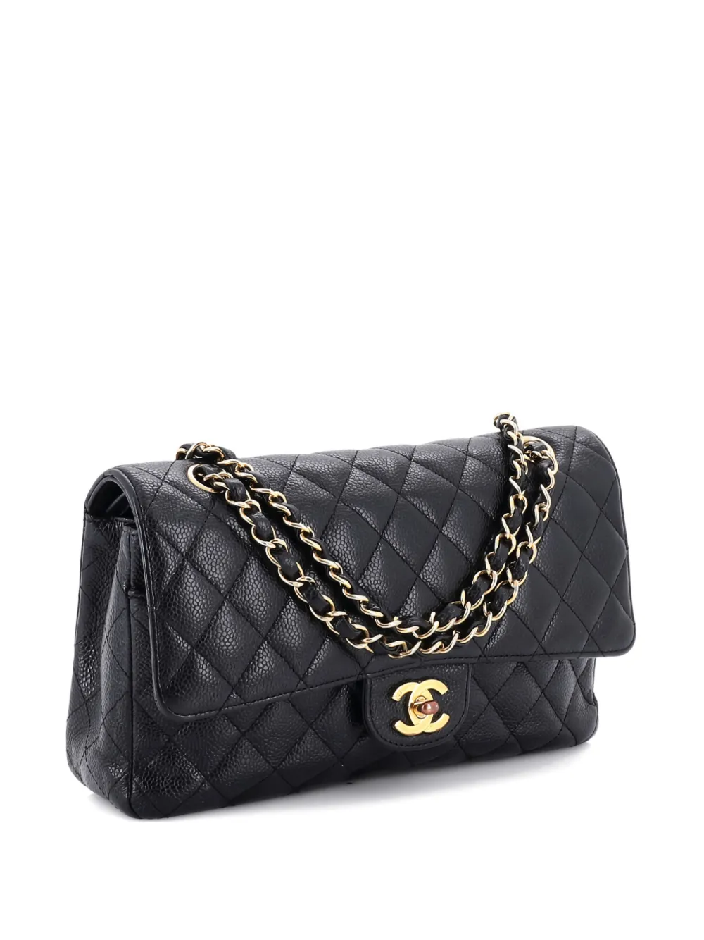 CHANEL Pre-Owned Jumbo Classic Double Flap Schultertasche aus Kaviarleder mit Steppung - Schwarz