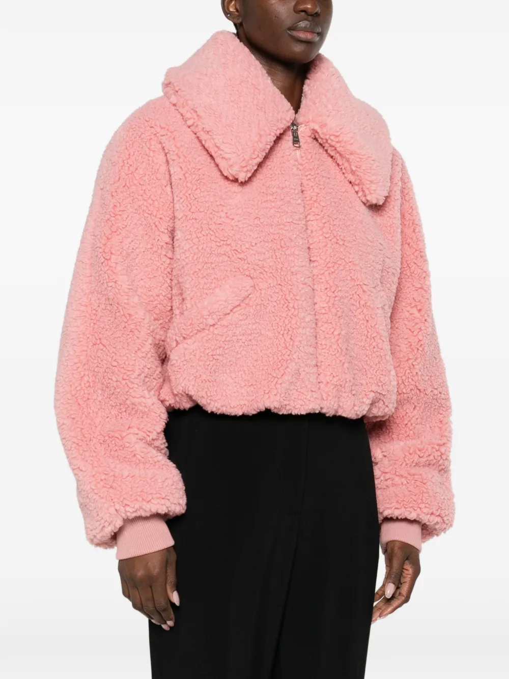  Givenchy Faux-shearling Cropped Jacket - Pink 