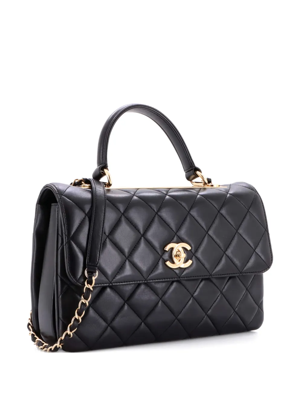 CHANEL Pre-Owned Trendy CC Top Handle Bag Quilted Lambskin Medium satchel - Nero