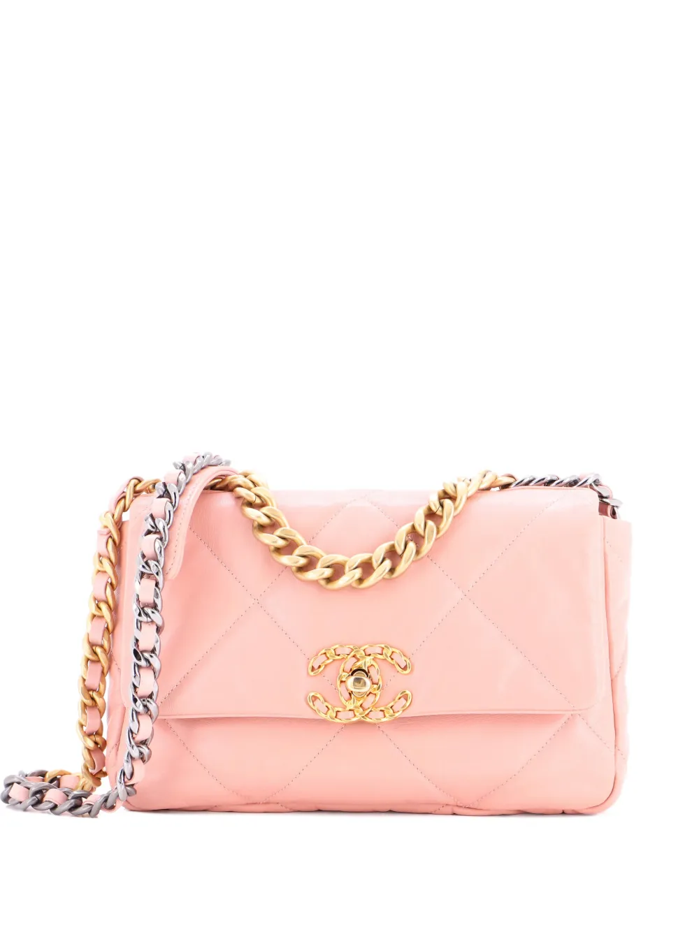 CHANEL Pre-Owned 19 Flap Bag Quilted Leather Medium crossbody bag - Rosa