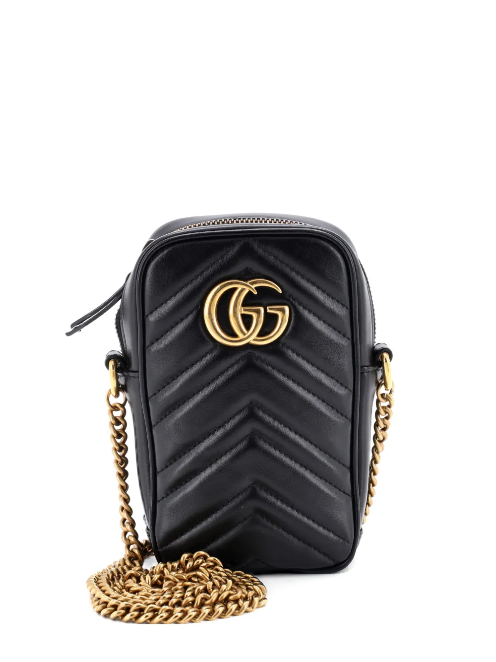 Gucci Pre-Owned GG Marmont Vertical Phone Matelasse Leather Mini crossbody bag - Nero