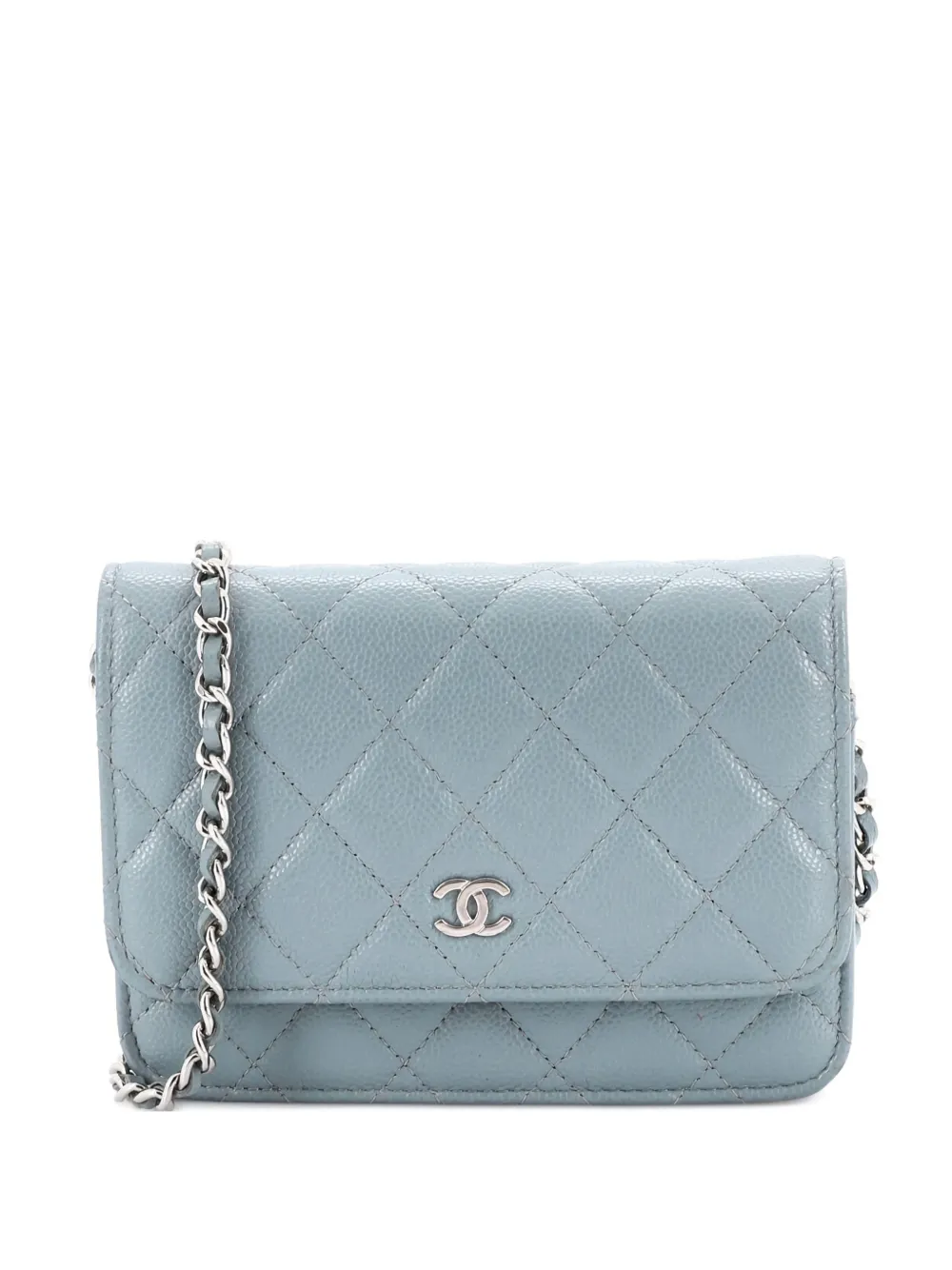 CHANEL Pre-Owned Wallet on Chain Quilted Caviar Mini crossbody bag - Blu