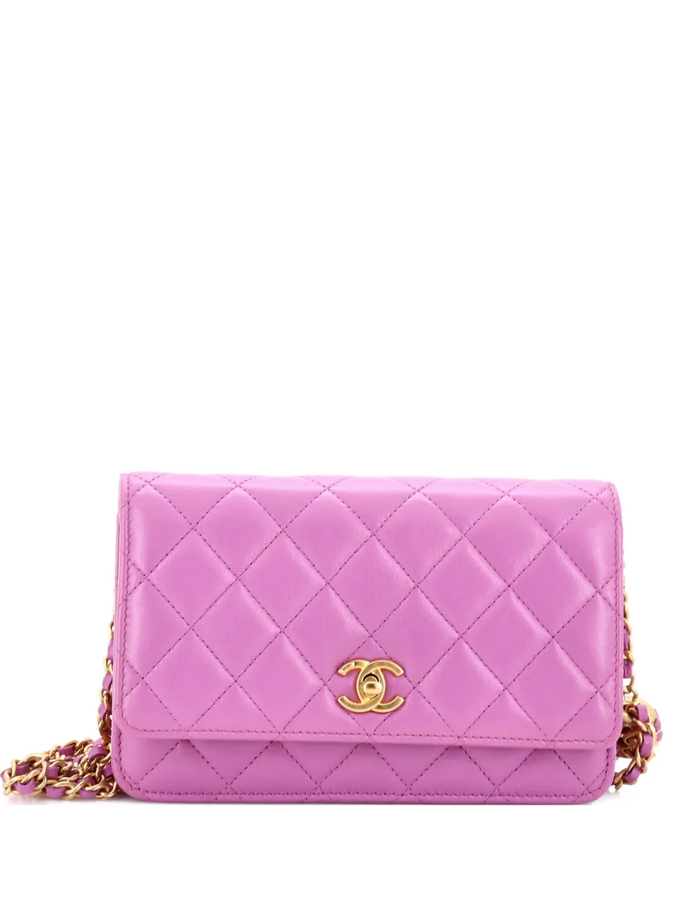 CHANEL Pre-Owned Pearl Crush Wallet on Chain Quilted Lambskin crossbody bag - Viola