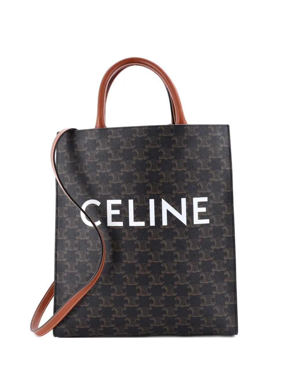 Celine Pre-Owned Vertical Cabas Triomphe Coated Canvas Small tote bag | Brown | Image 1