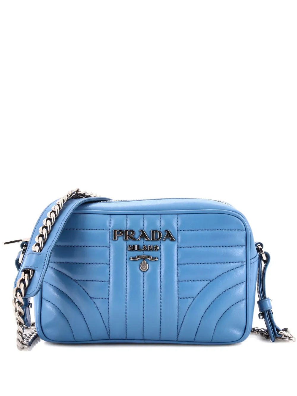 Prada Pre-Owned Camera Bag Diagramme Quilted Leather Mini crossbody bag - Blu