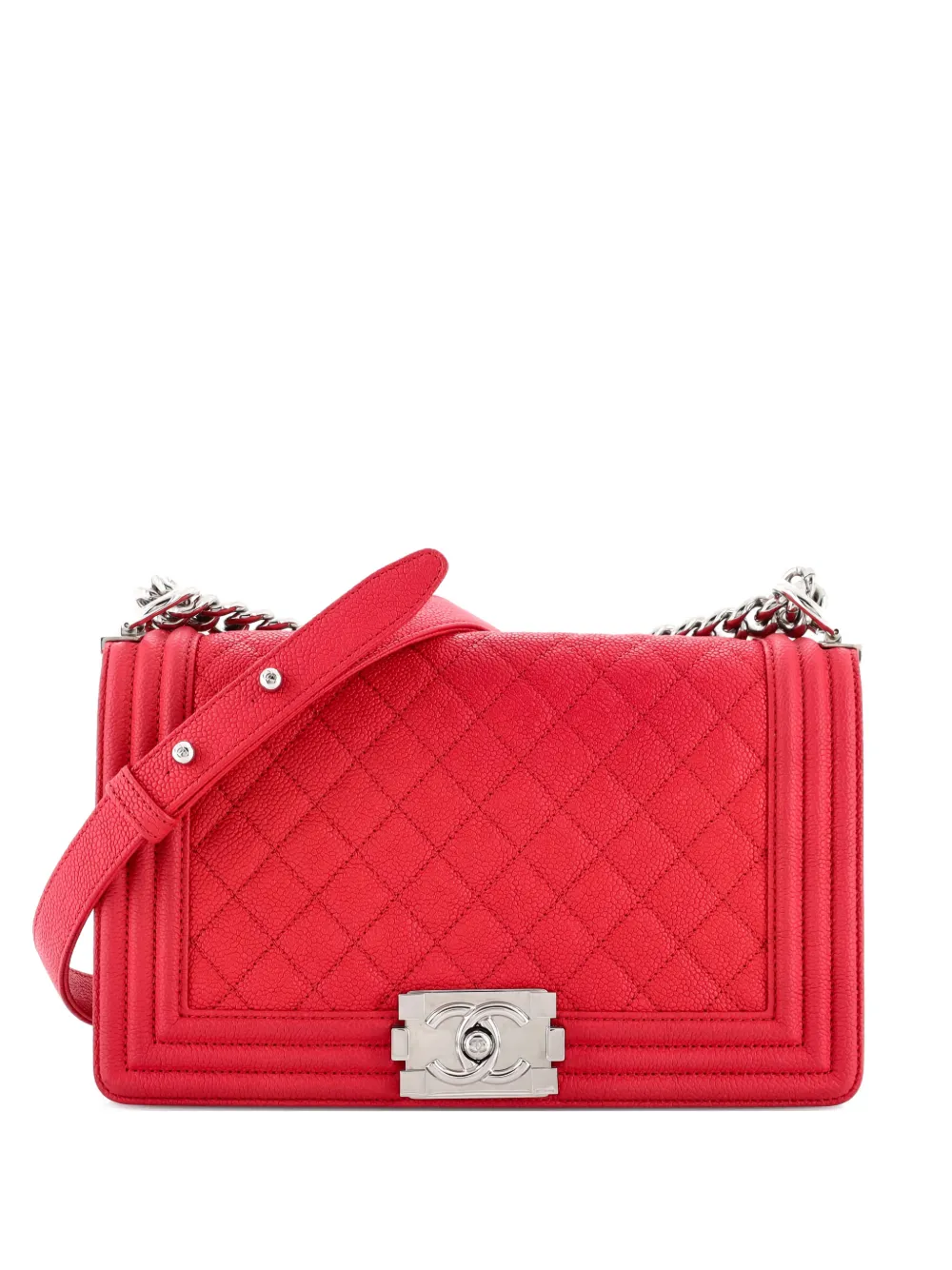 CHANEL Pre-Owned Boy Flap Bag Quilted Caviar Old Medium crossbody bag - Rosso