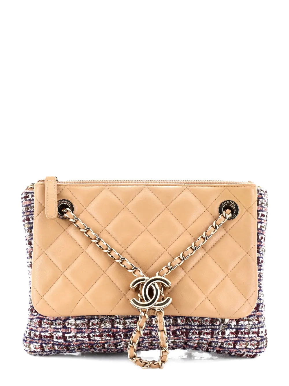 CHANEL Pre-Owned Double Case with Strap Tweed and Quilted Lambskin shoulder bag - Toni neutri