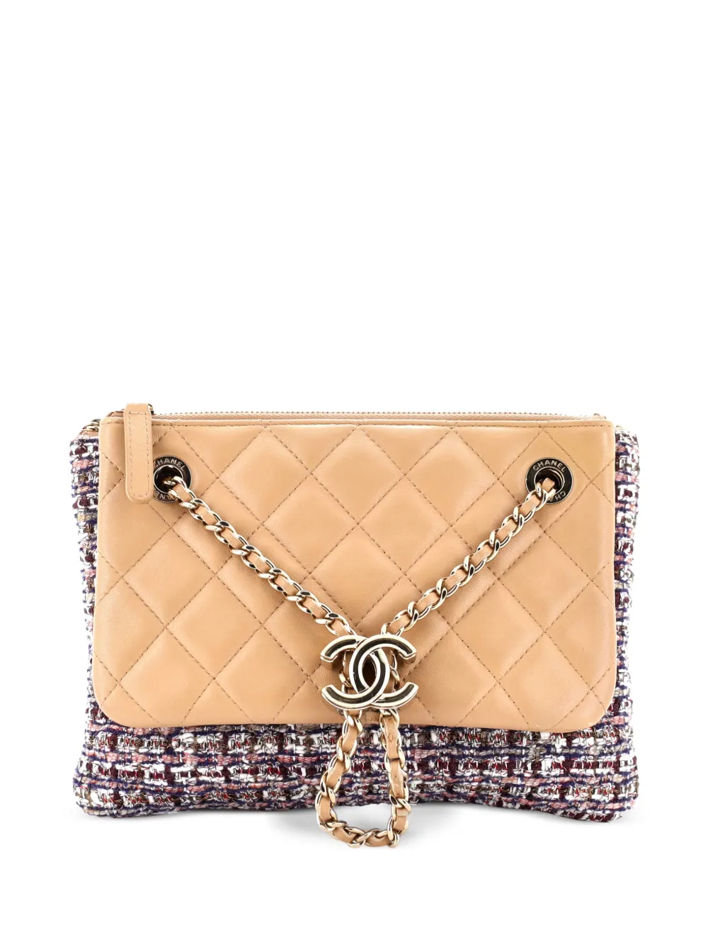 CHANEL Pre-Owned Double Case with Strap Tweed and Quilted Lambskin shoulder bag - Toni neutri