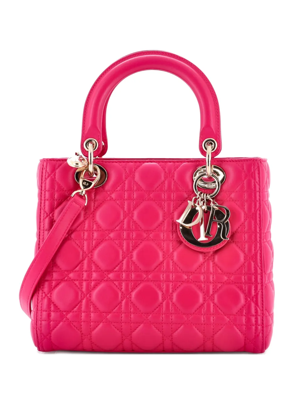 Christian Dior Pre-Owned Lady Dior Bag Cannage Quilt Lambskin Medium satchel - Rosa