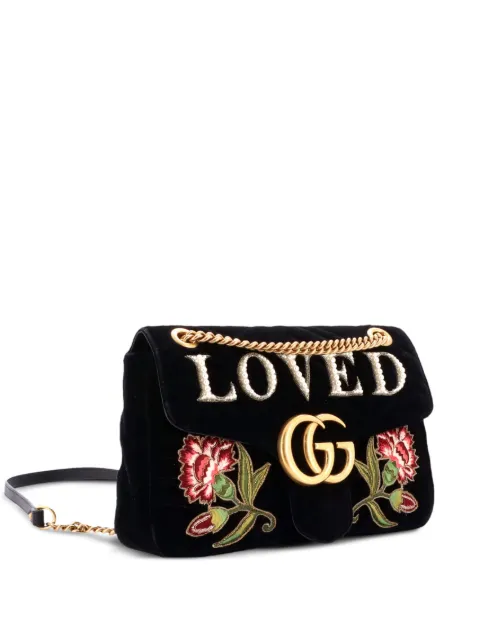 Gucci Pre-Owned GG Marmont Flap Bag Embroidered Matelasse Velvet Medium shoulder bag
