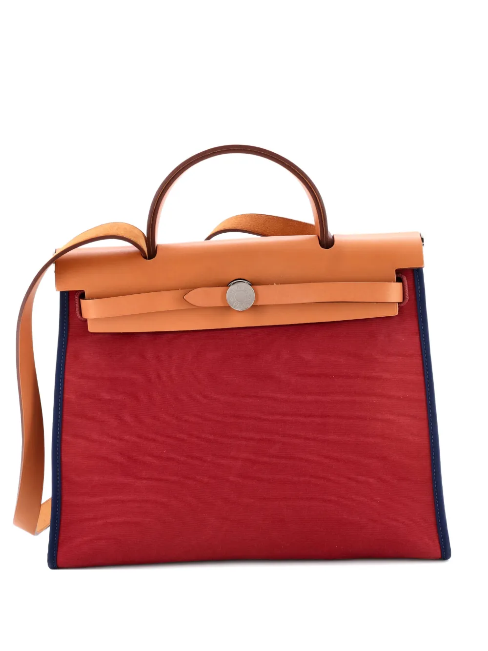 Hermès Pre-Owned Herbag Zip Leather and Toile 31 shoulder bag - Rosso