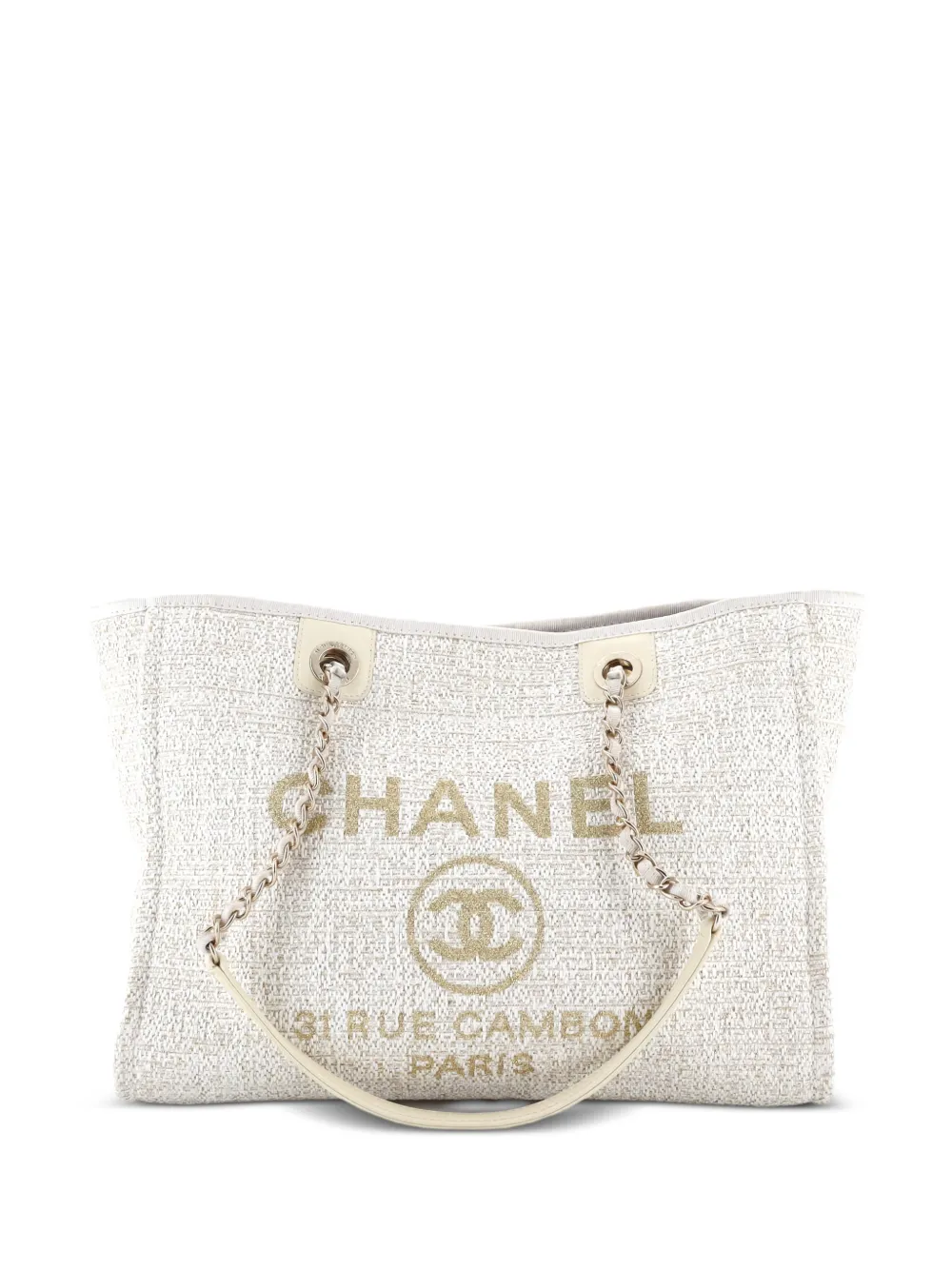 CHANEL Pre-Owned Deauville Raffia with Glitter Detail Small tote bag - Toni neutri